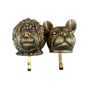 Gold Dog Head Wall Hooks